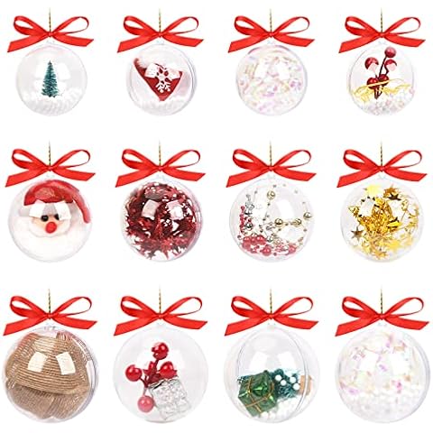 HOTOOLME Clear Baubles to Fill 25PCS Fillable Baubles 8cm 7cm 6cm Christmas Tree Hanging Ornament DIY Clear Plastic Baubles Round Balls for Christmas Tree Xmas Decorations Cover