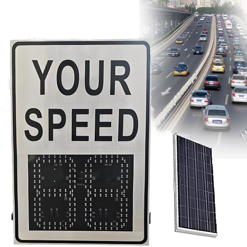 Señal de visualización de velocidad de radar, indicador de límite de velocidad LED alimentado por energía solar con retroalimentación intermitente, rango de medición de velocidad de 0 a 300 metros