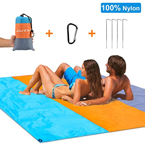 LOUTAN Sandfree Beach Blanket - Compact Outdoor Beach Mat Made from Strong Parachute