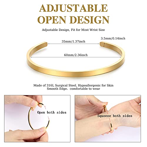 MILACOLATO 2 Pcs Gold Thin Cuff Bracelet for Him and Her 18K Gold Plated Twisted Couple Bracelets Simple Delicate Adjustable Cuff Bangle Bracelet for Women Men Couple Valentine's Day Mothers Day Gifts - Image 3