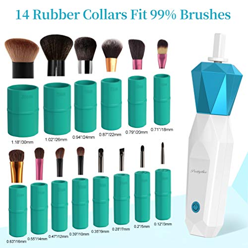 Electric Makeup Brush Cleaner Dryer, Super-Fast Automatic Brush Cleaner Spinner Makeup Brush Tools with 14 Size Rubber Collars, Wash and Dry in Seconds Fits Any Brush