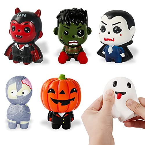 Mgparty 6 Packs Halloween Squishies Toys Slow Rising Pumpkin, Ghost, Vampire, Bat, Mummy, Zombie Boy Soft Squishy Toys For Kids, Girls, Boys Halloween Treat Bag Party Favors Classroom Prizes #TOP2