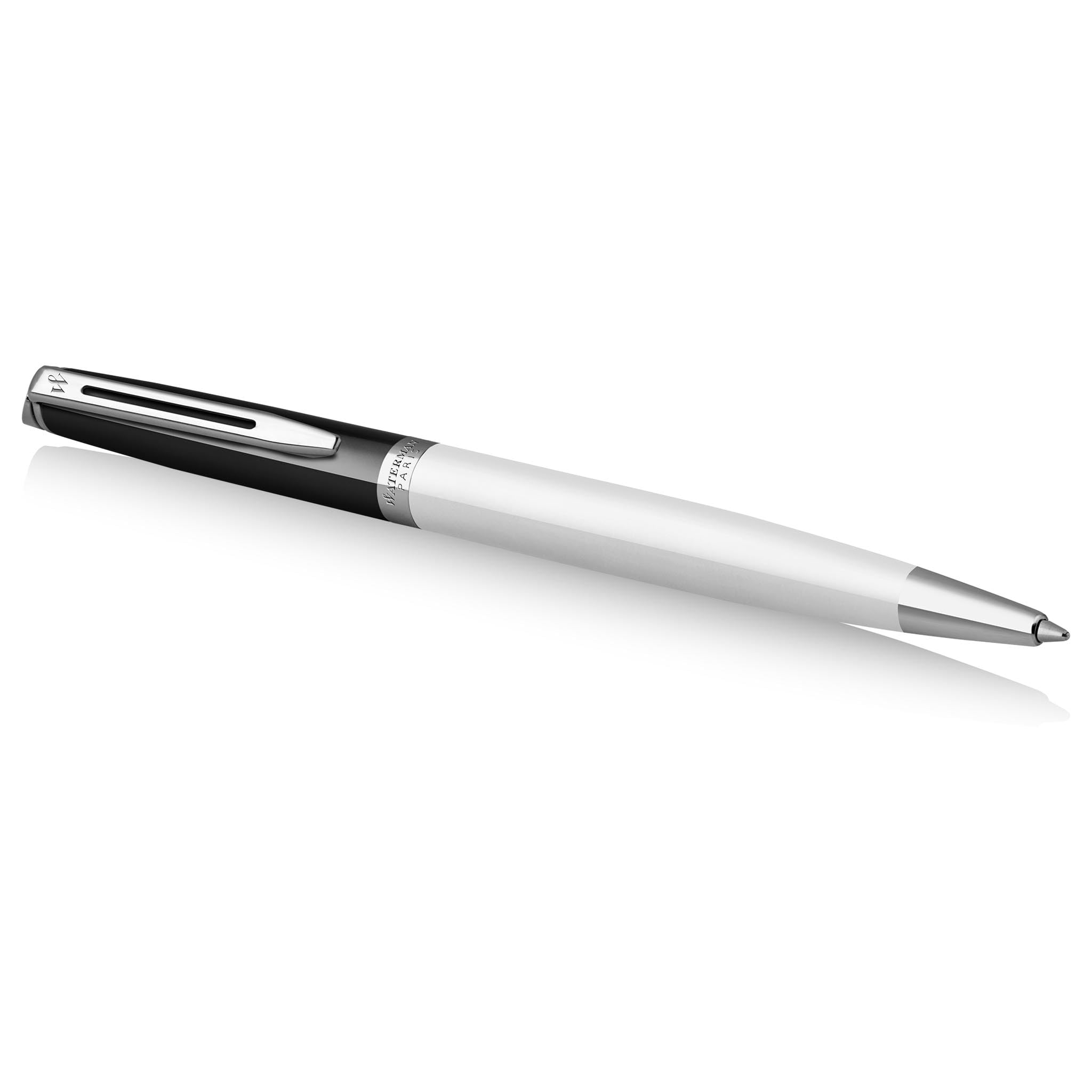 Waterman Hémisphère - Bolígrafo con grabado, pluma de lujo personalizada, regalo elegante para hombres y mujeres, tinta azul (BLOCK BLACK&WHITE)