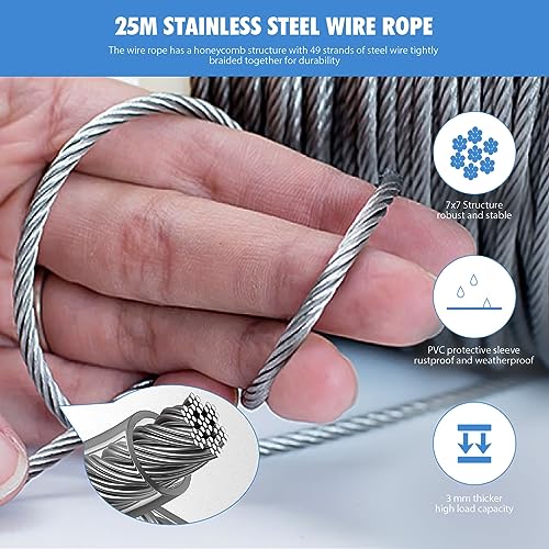 Kit Cavo Fune Metallica da 25M, Linea di Tensione