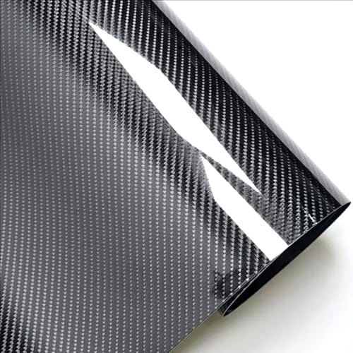 Disscool 6D Carbon Fiber Vinyl Wrap Roll Self Adhesive Film -Bubble Free Air Release Technology DIY Wrap Film for Motor Interior(Glossy Black, 1ft x 10ft)