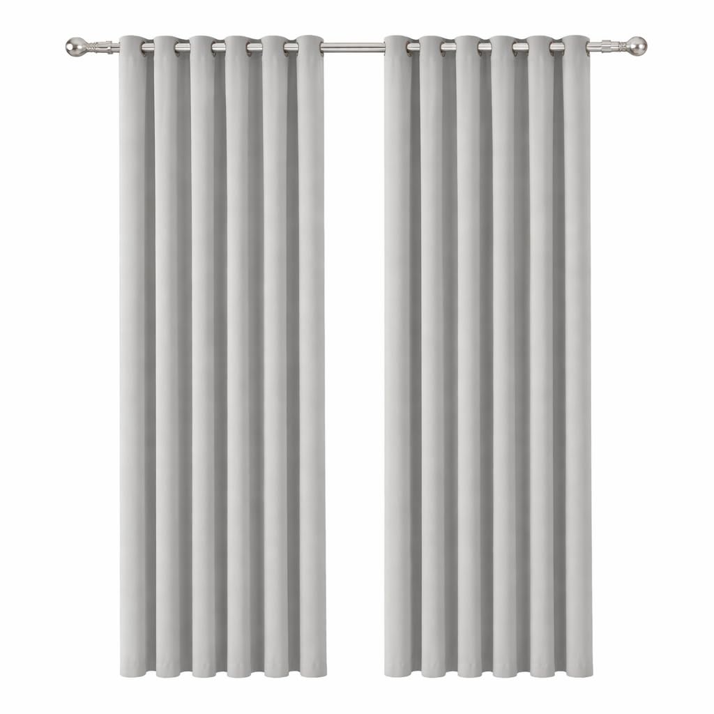 AMEHA Blackout Eyelet Curtains for Bedroom Light Grey Black Out Curtains Thermal Insulated Ring Top Window Treatment Curtain 46 X 72 Inch 2 Panels Tiebacks…