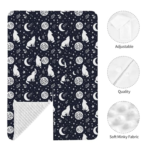 Image of Wolf Star and Moon Baby Car Seat Canopy Nursing Cover for Newborn Car Seat Breastfeeding Covers Blanket Newborn Shower Gift