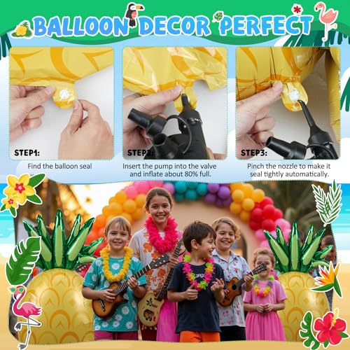 Image of PHOGARY 2 Pcs Big Pineapple Balloons, 59 Inch Standing Inflatable Pineapple Fruit Foil Balloon for Luau Hawaiian Tropical Summer Aloha Party Decoration Birthday Fruit Themed Party Supplies