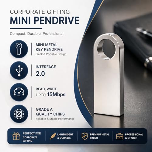 Image of 4GB-128GB, Mini Metal USB Flash Drive, Silver, USB 2.0 Interface, High Speed Data Transfer, Keychain Design, Corporate Gifting, 1Pc, Bulk Customizable (32, GB)
