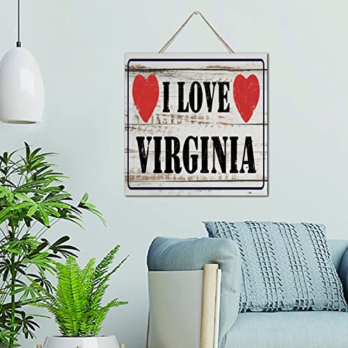 Panneau en bois I Love Virginia : déco murale de 30,5 cm pour chambre