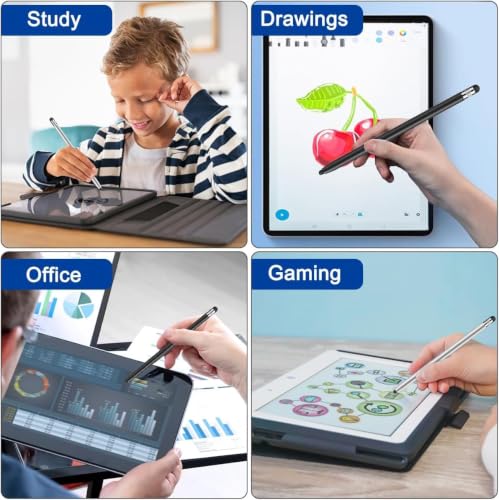 Image of Glidemaster K2 2-in-1 Universal Stylus Pen for All Touch Screens,Fine Point Tip, High Sensitivity & Precision Capacitive Pen for Smartphones,Tablets,iPad, iPhone, iOS, Android & Windows, Black