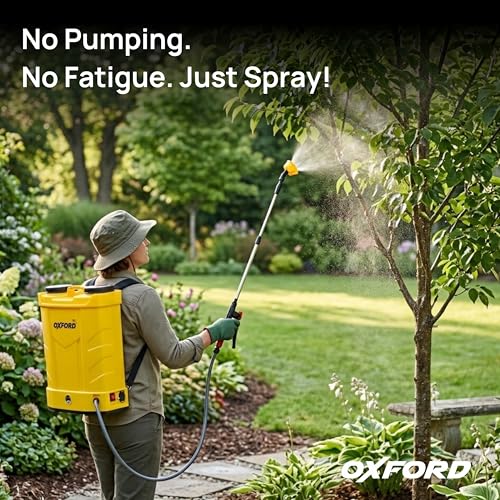 Image of Tomahawk Oxford SIN-2031 20L Battery Operated Agricultural Sprayer | 12V Motor with 12Ah Battery | Electric Farm Sprayer with Adjustable Lance, 3 Nozzles & Backpack Strap