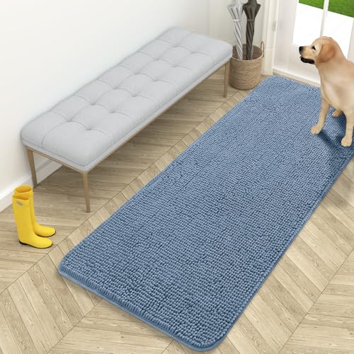 OLANLY Dog Door Mat for Muddy Paws 59x24, Super Absorbent Chenille Mud Mat