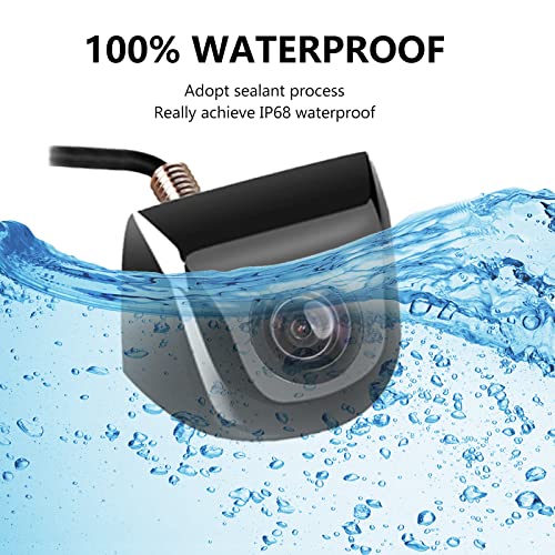 QODOLSI Pack-1 Backup Camera, HD Wide View Waterproof Camera, 170 Degrees Fish Eye Lens, Night Vision Metal Rear View Reverse Camera for Car Truck RV Van SUV (Black)