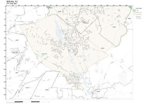 ZIP Code Wall Map of Millville, NJ ZIP Code Map Laminated