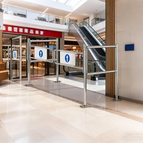 Automatic Closing Stainless Steel Safety Gate, One-Way Swing Entrance Gate, Durable 140 x 100 cm (55.1" x 39.4") Security Device for Home and Child Safety