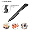 Ballery Set di coltelli in Ceramica, 4 Coltelli Ceramica e 1 Pelapatate (6'' Coltello da Cucina, 5'' Coltello Multiuso, 4'' Frutta, 3'' Sbucciatura) affilato e Leggero - Nero