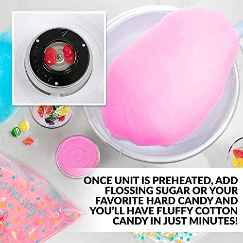 Nostalgia Mini Cotton Candy Maker for Kids, 30x30x30CM Sugar Free Electric Countertop Hard Candy Machine Kit,for Birthdays, Weddings, New Years, Family Party, Pink Trolley Creative Gift