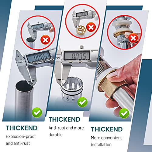 Vessel Sink Drain,Bathroom Pop-Up Drain With Detachable Basket Stopper, Anti-Explosion And Anti-Clogging Drain Strainer, Sink Drain Assembly With Overflow Brushed Nickel, Regalmix Rwf083J #TOP4