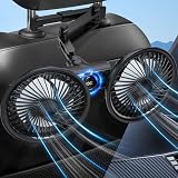 Rechargeable Car Fan for Backseat Kids Baby, Battery Powered USB car seat Fans with LED Display, Powerful 3 Speeds 360° Rotation Dual Head headrest Air Cooling fan for Vehicle SUV Truck Sedan