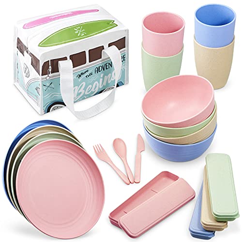 Ensemble d'assiettes et bols de camping avec sac de rangement VW Cover