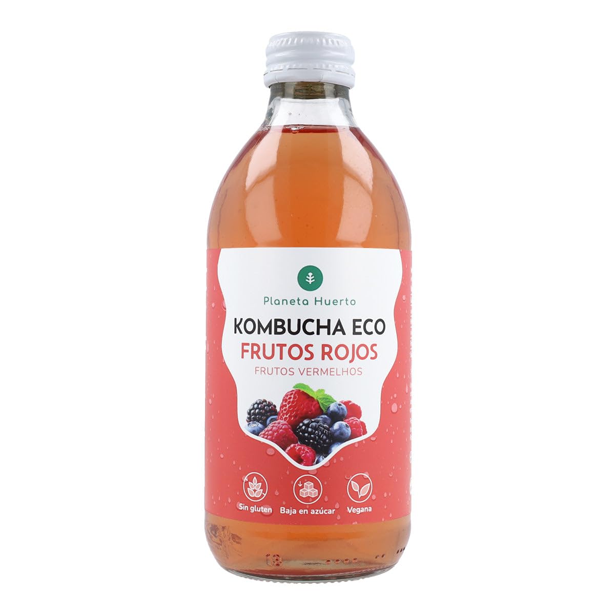 PLANETA HUERTO | Lot de 6x Kombucha ECO Fruits Rouges 330 ml | Fermentation Naturelle | Probiotiques pour le Système Digestif