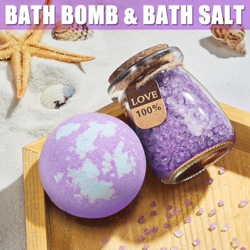 Image of Birthday Gifts for Women Friendship, Lavender Relaxing Spa Gifts Basket for Women, Self Care Thank You Gift Bath Set Mothers Day Gifts for Mom Her Friends Wife Sister Coworker Nurse Teacher