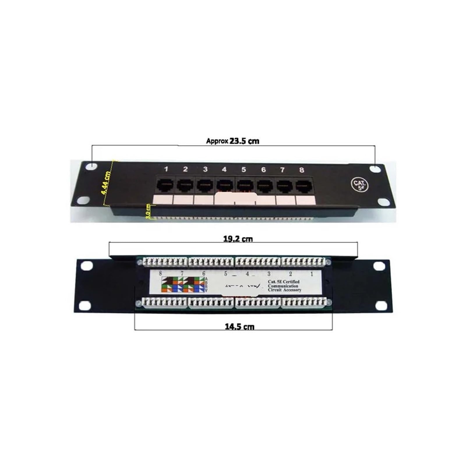 Panneau de brassage 10" 8 ports CAT5e CAT6 1U - Mini panneau de brassage 8 ports - Montage en rack 10"