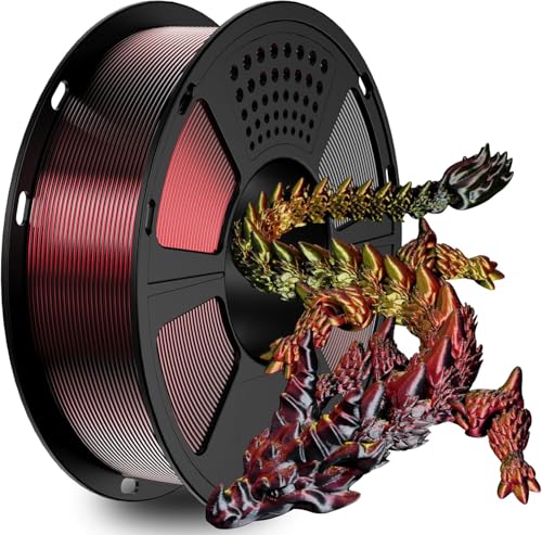 Image of GIANTARM Tri-Colors Silk Pla Filament, Shiny Pla 3D Printer Filament 1.75mm + /-0.03mm, 1Kg (2.2lbs) Spool, Vacuum Packaging (Red+Gold+Black)