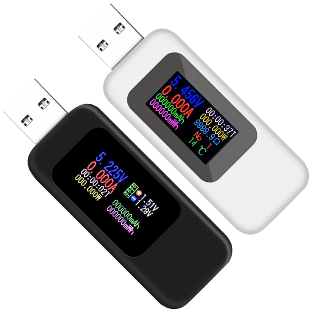 TEHAUX 4pcs USB Voltmeter Ammeter Screen Tester Black White Accurate Voltage and Detection LCD Display Charging Monitor for Easy Application