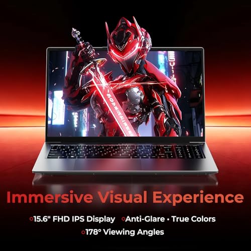 Image of 2026 15.6 inch FHD Gaming Laptop: AMD Ryzen 7 6800H 45W TDP, 24GB RAM, 1TB NVMe SSD, Windows 11 Pro, Keyboard, 6 Ports, Lightweight 3.5lb for Gaming, Students, Programming, Video Editing
