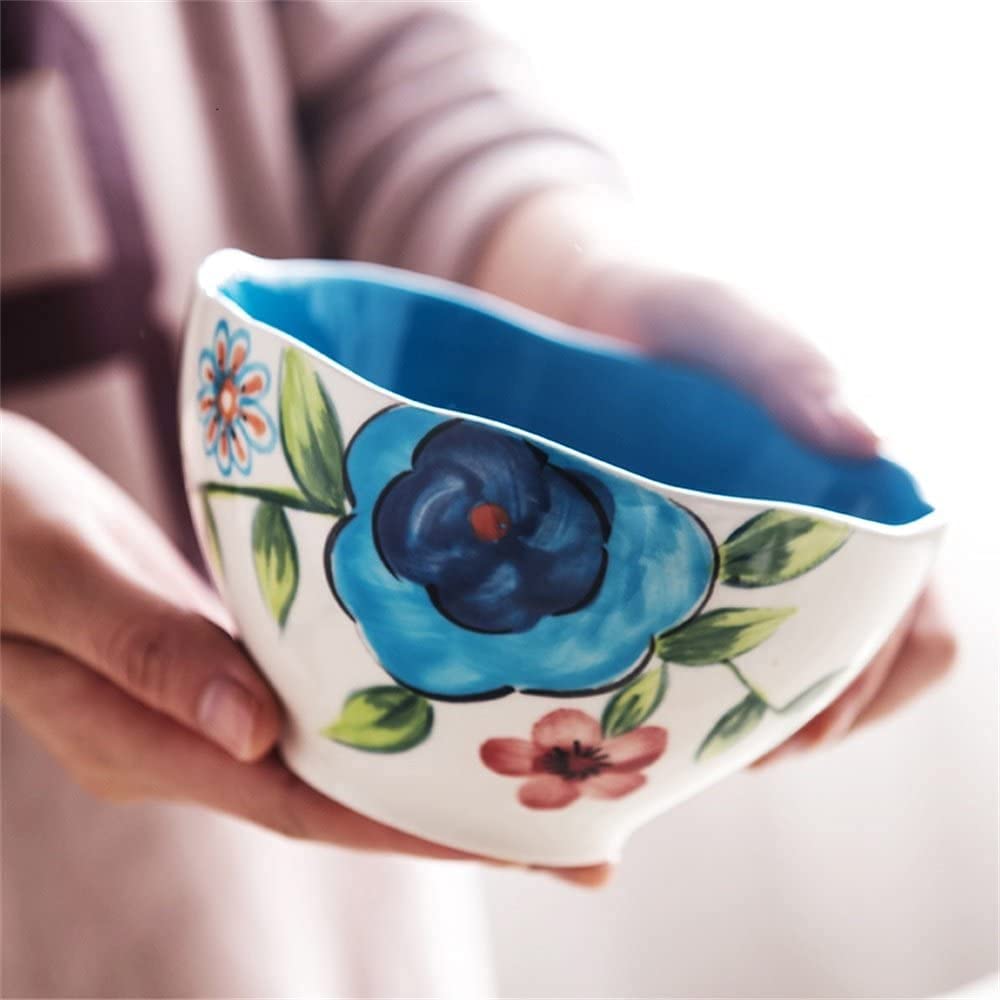 Ciotole per Pasta in Stile Pastorale, Ciotola per Riso, Dessert, Cereali, Piccola Ciotola per Insalata di Frutta, Ciotola per Pasta, stoviglie dipinte a Mano per la casa.