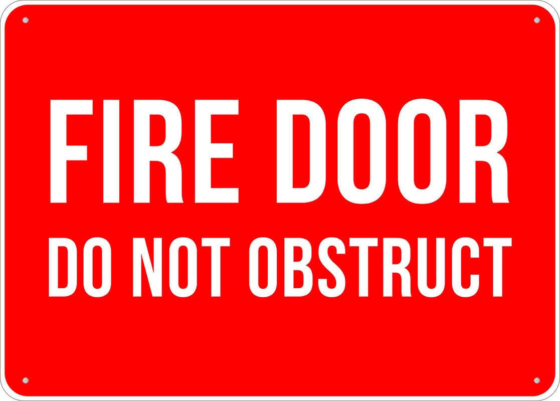 Fire Door Do Not Obstruct Sign 8x12 Inch Rust Free Metal Aluminum Tin Sign Easy To Read & Sturdy Keep Out Outdoor Metal Signs For Home Farm Yard