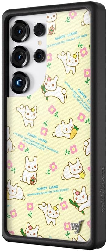 Wildflower Cases - Compatible with Samsung Galaxy S25 Ultra | Protective Black Bumper, 4ft Drop Test, Women Owned Small Business | Yellow Pink Trendy | Collab - Collab | Sandy Liang - Bunny Gift Wrap