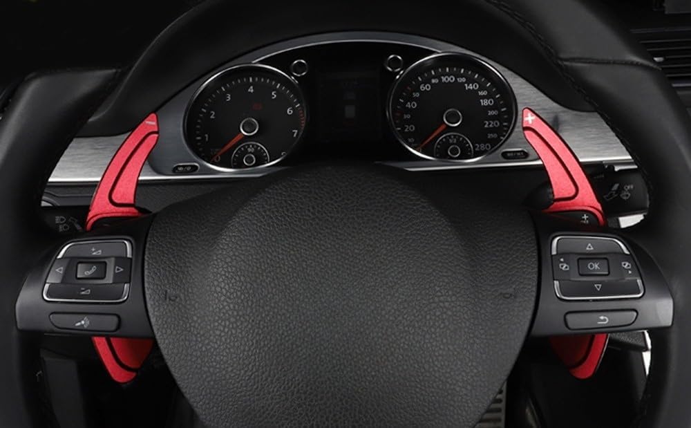 iJDMTOY Red CNC Billet Aluminum Larger Paddle Shifter Extensions Compatible with Volkswagen MK6 Golf CC Beetle Jetta