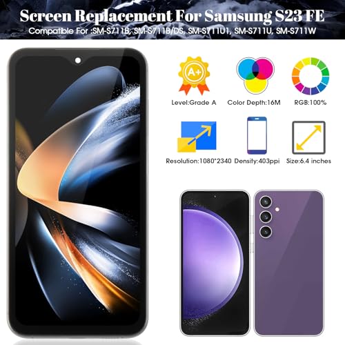 Écran OLED cassé Samsung S23 FE 5G solution bloc complet avec cadre - 2