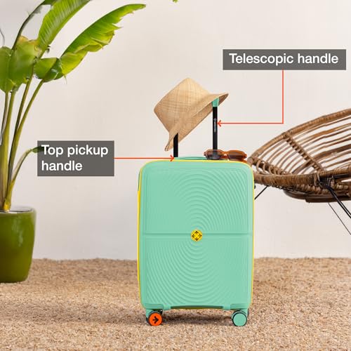 Image of Nasher Miles Bali Hard-Sided Polypropylene Cabin Luggage 20 inch | 55cm | 8 Wheels Small Trolley Bag for Travel | Suitcase (Pastel Green)