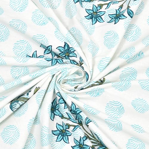 Image of BLOCKS OF INDIA Hand Block Printed Cotton Daylight Curtains with Eyelets(Set of 2 Curtains) (Block 9, 7 Feet /Door)