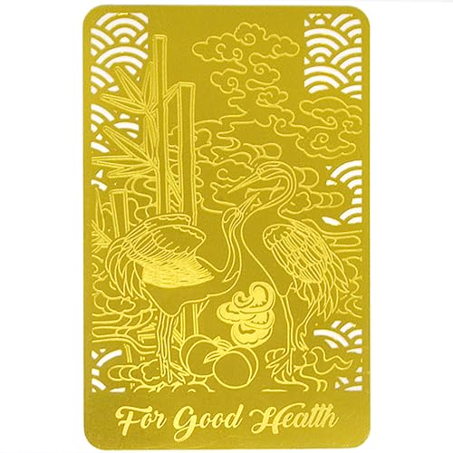 Feng Shui Red-Crowned Crane Good Talisman Gold Amulet Card