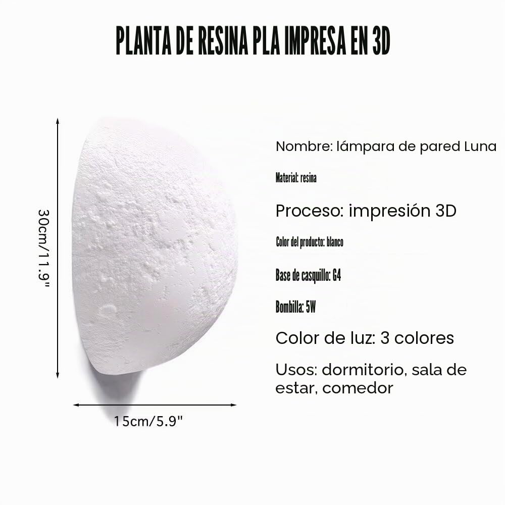 Simulación 3D Luna Aplique De Pared Decorativo Aparato Creativo Fondo De Pared Para Pasillo Camino Escalera Mesita De Noche