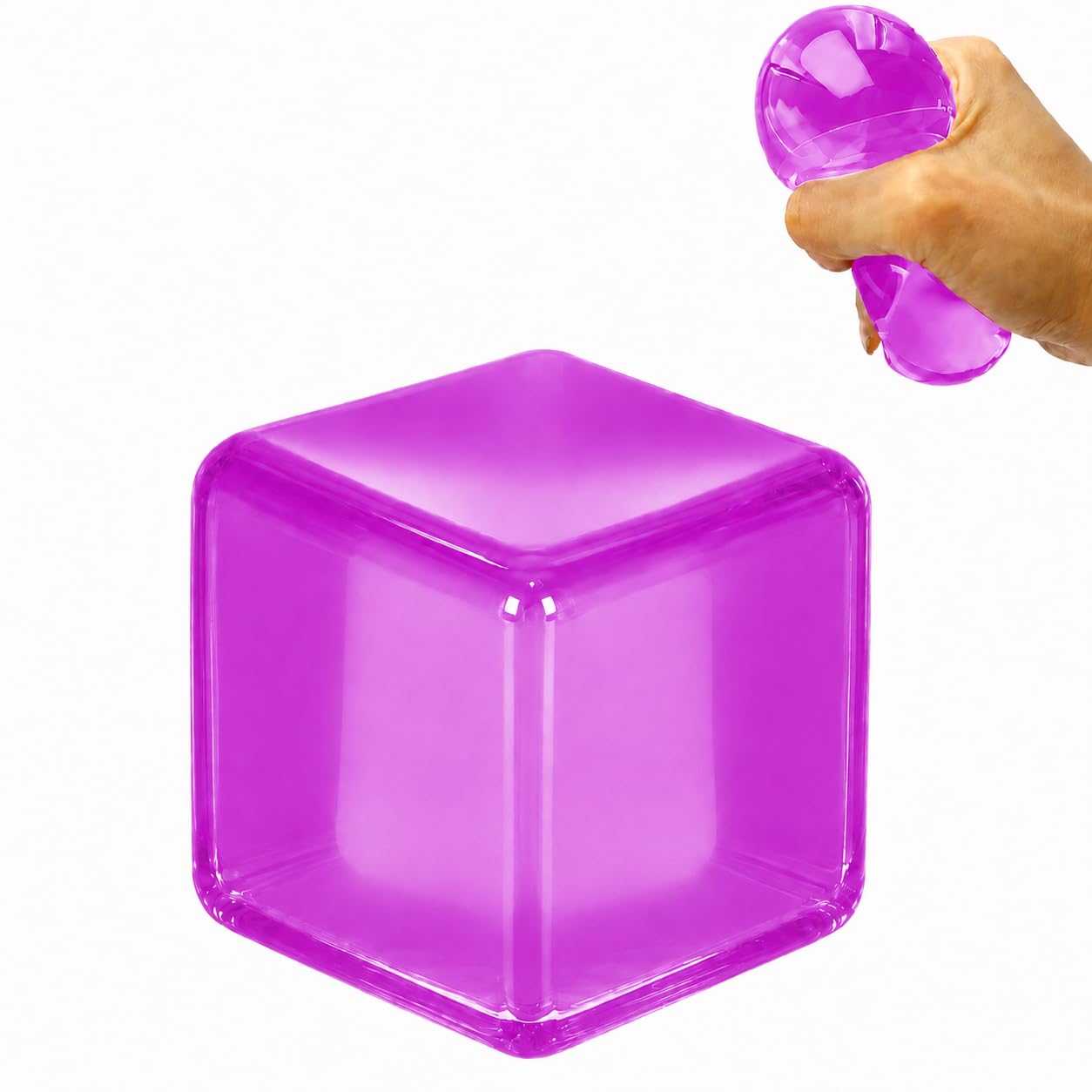 Ice Cube Squishy Stress Ball,Medium Squishy Cube Fidget Toy, Ice Cube Pieces Silent Nice Square Shape Anxiety Sensory Squishy Fidget Toy Slow Rise, Calming Kids Adults (purple)