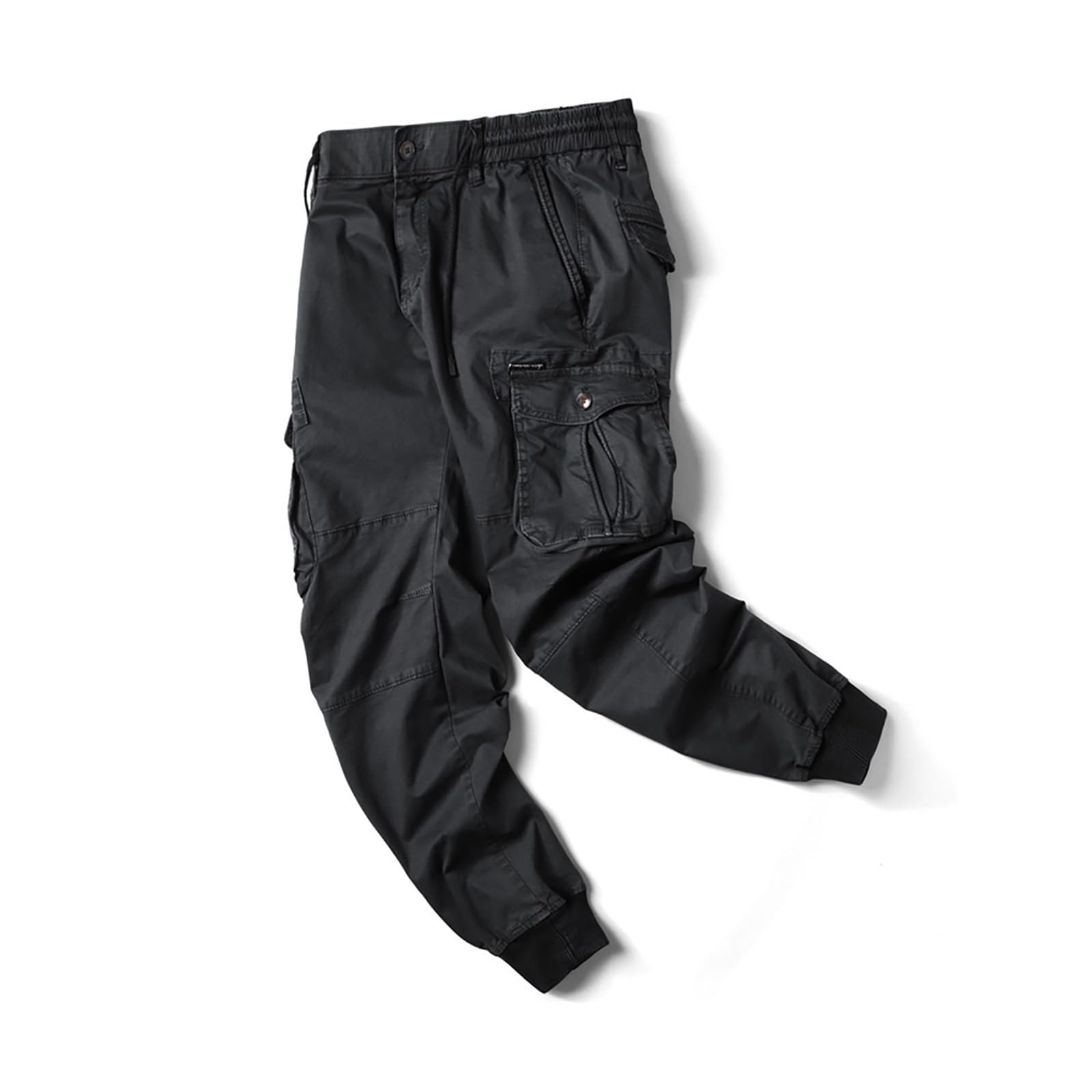 KHIRVWL Herren Hose Cargo Jogging Pants, Lässige Cargo-Hose Slim Gym Sporthosen Sommer Track Pants Arbeitshose Männer Tactical Hose Atmungsaktiv Outdoor Funktionshose Reißverschlusstasche für Männer