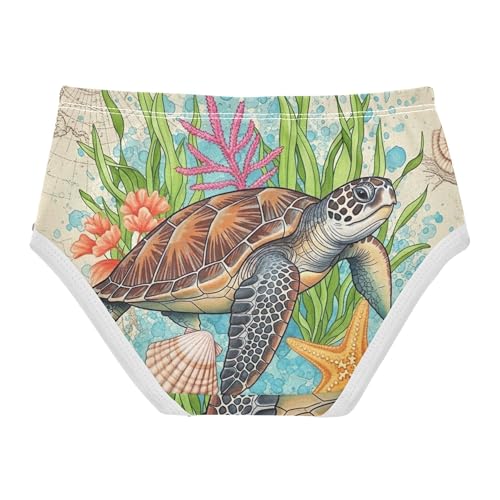 Toddler Underwear Floral 2t Cotton Little Girl Panties Stylish Briefs Kids Undies Vintage Sea Turtle Plants2