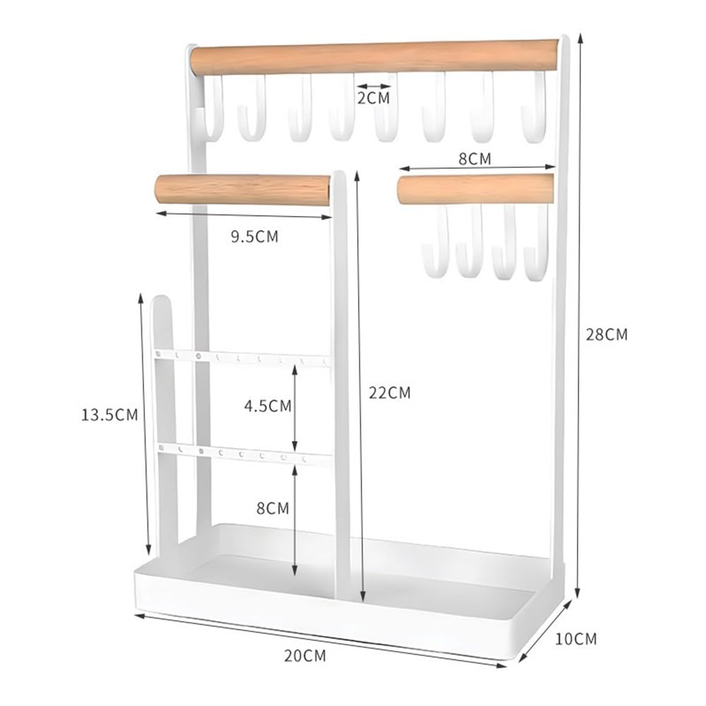 Armadi Wooden Metal Jewelry Organizer Stand with Hooks
