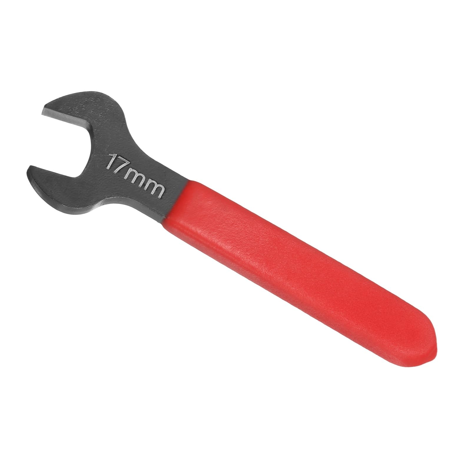 Awclub 17mm Open End Wrench, 15 Degree Offset Thin U-Shaped Spanner with Red Shank, Black Finish for Automotive Repair & Furniture Assembly