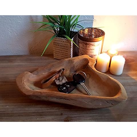 LB H&F Teakschale Dekoschale Holzschale Teak Schale Schmuckschale ca. Ø 18-24 cm massiv Cover