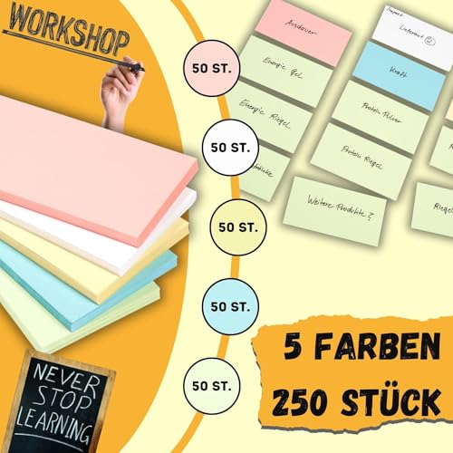 perfect line - 250 Moderationskarten, Light-Farben, Recycling-Karton 20 x 10,5 cm, Premium Qualität, Extra-Stark, Made in Germany, Blauer Engel zertifiziert