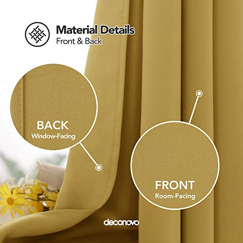 Image of Deconovo Blackout Curtain Darkening Bedroom or Living Room Grommet Thermal Insulated Lighting Reduce Drape, 52 x 63 in-1 Panel, Turmeric