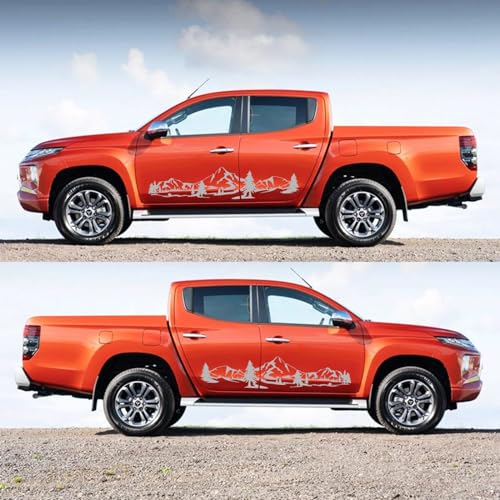 Image of 59 inch Mountain Forest Graphic Car Sticker for SUV Off-Road Truck Camper Transporter Decoration Body Side Door Universal Waterproof Vinyl Decal Accessories (2PCS) (Gray)
