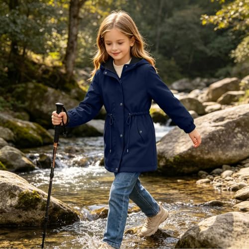 DASAYO Girls Rain Jacket Waterproof Lightweight Raincoat Hooded Windbreaker - image 9
